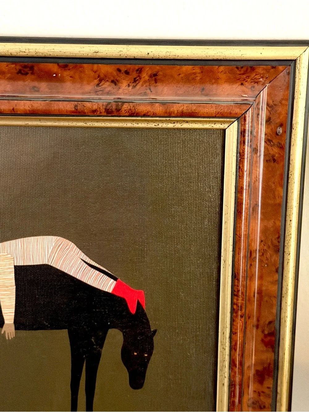 Vintage Style Folk Art Horse Rider Framed Wall Art Boho Equestrian Decor 11x13”
